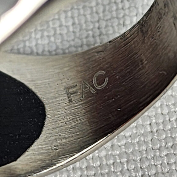 FAC Black & Silver Rhinestone Studded Ring Size 7 - Picture 8 of 9